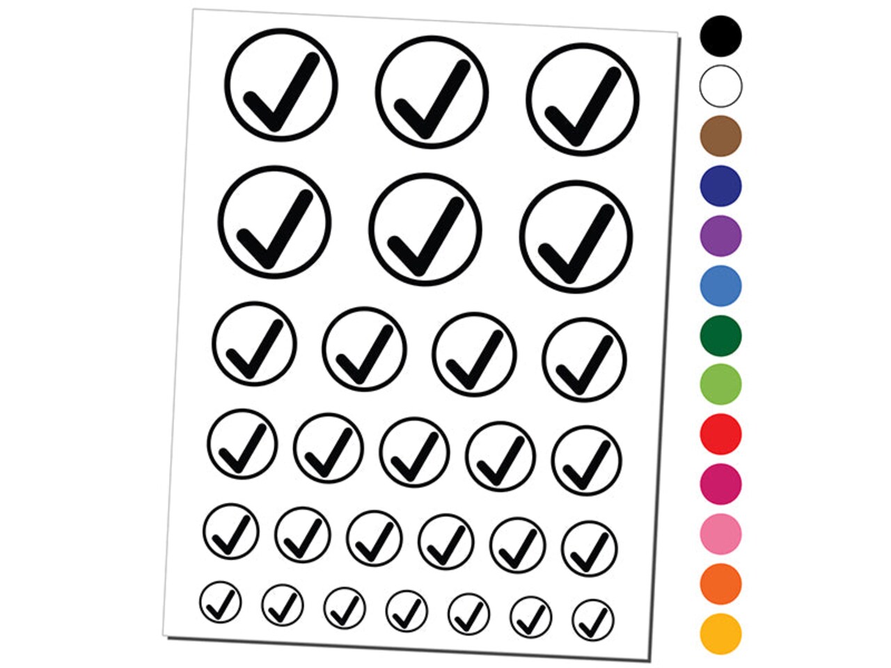 Check Mark in Circle Completed Temporary Tattoo Water Resistant Fake Body Art Set Collection